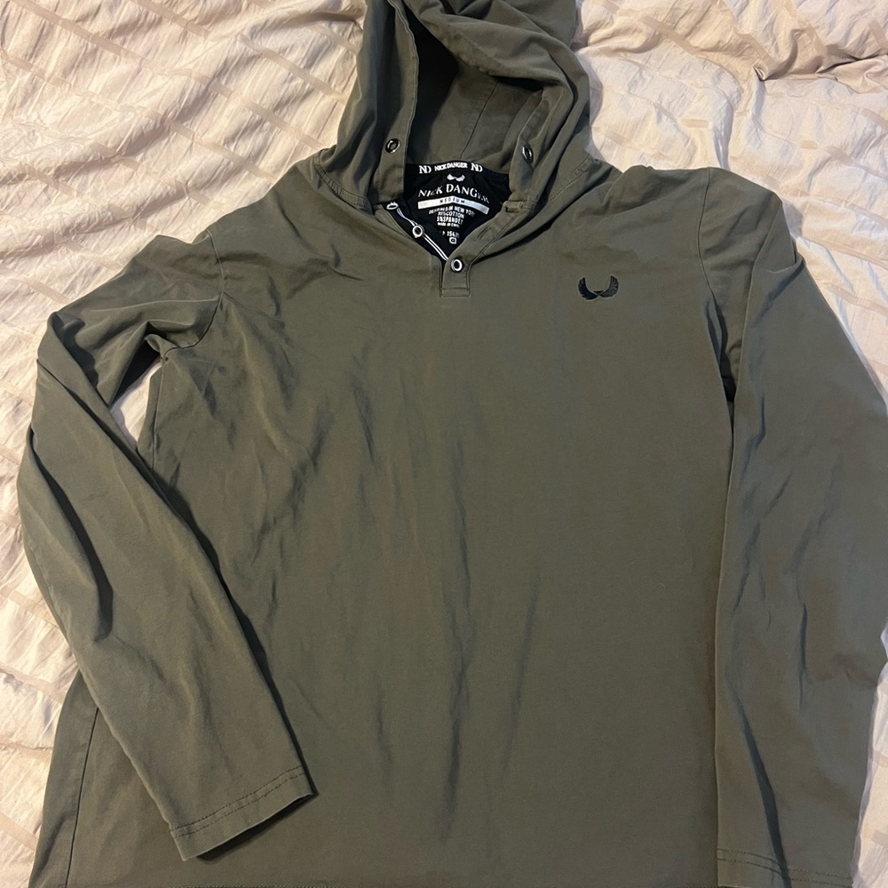 Nick Danger Hunter Green Drawstring Hoodie Pullover Men’s Size Medium